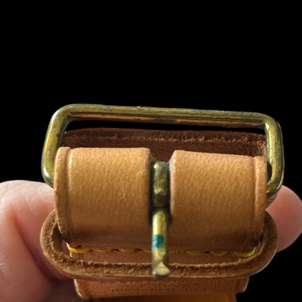 Authentic Louis Vuitton Tan Leather Luggage Travel Tag and Strap - Picture 6 of 12